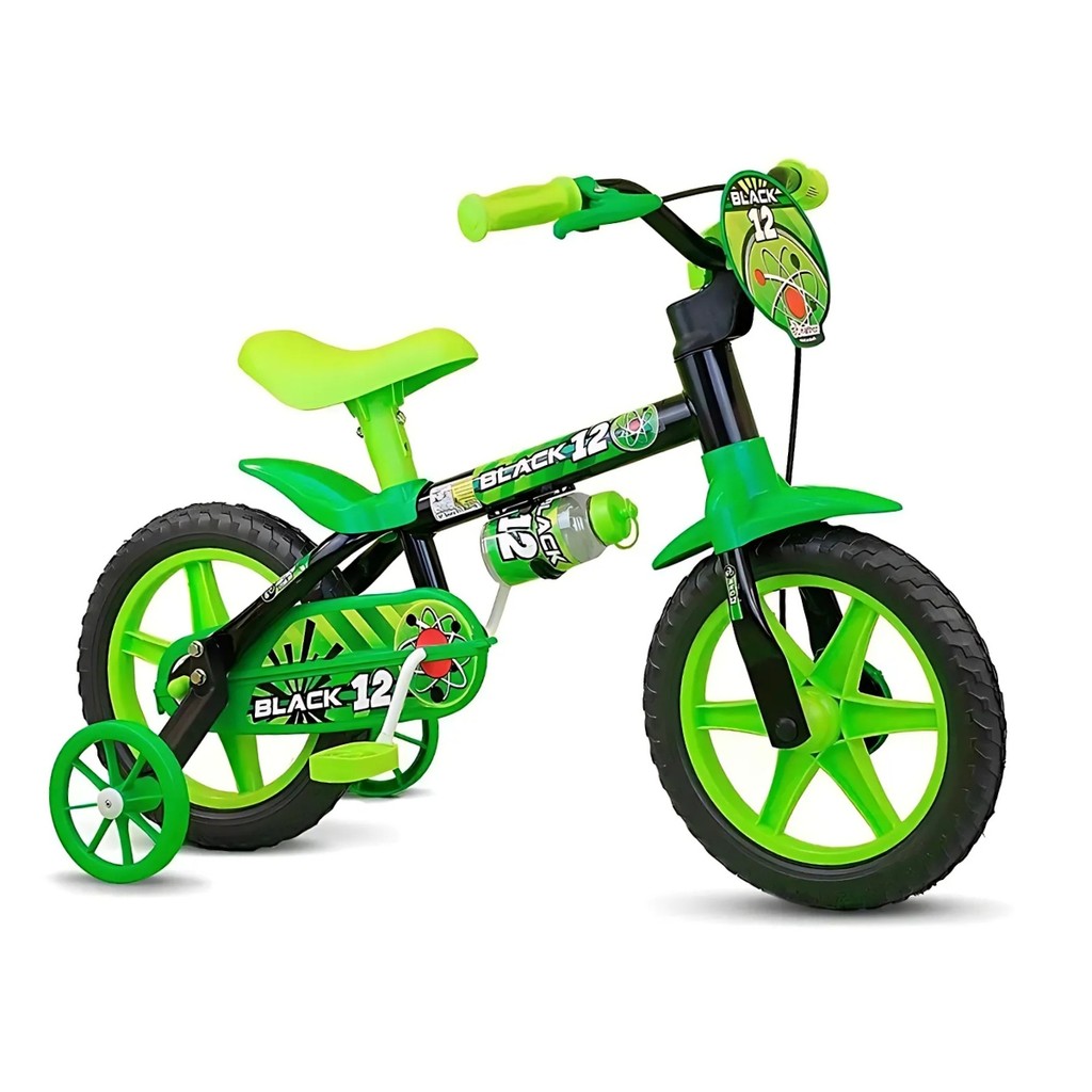 Bicicleta Infantil Menino 1-4 Anos Aro 12 Nathor Black Verde Bicicleta Infantil Menino 1-4 Anos Aro 12 Nathor Black Verde