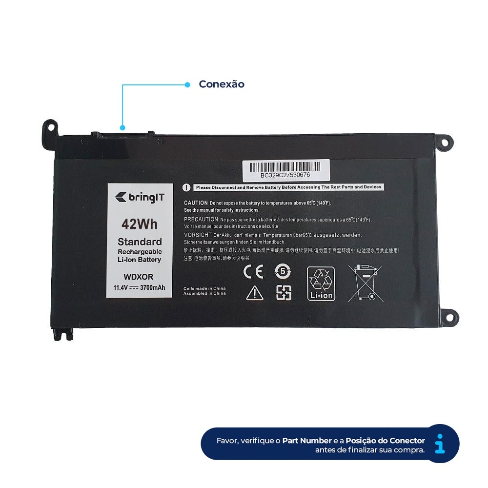 Bateria para Notebook Dell Latitude 3379 3390 3480 3490 3580 3590