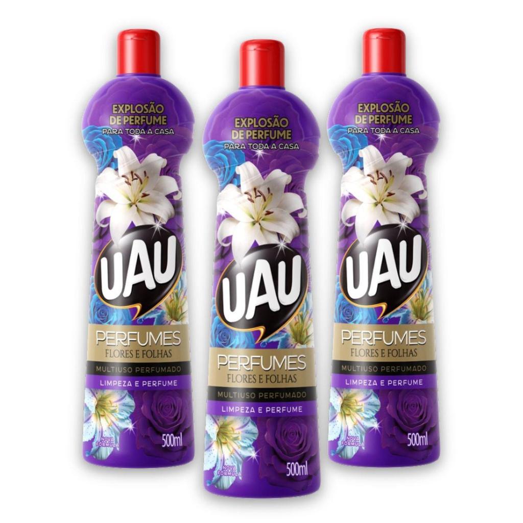 Kit 3un Multiuso 500ml UAU Flores e Folhas Kit 3un Multiuso 500ml UAU Flores e Folhas