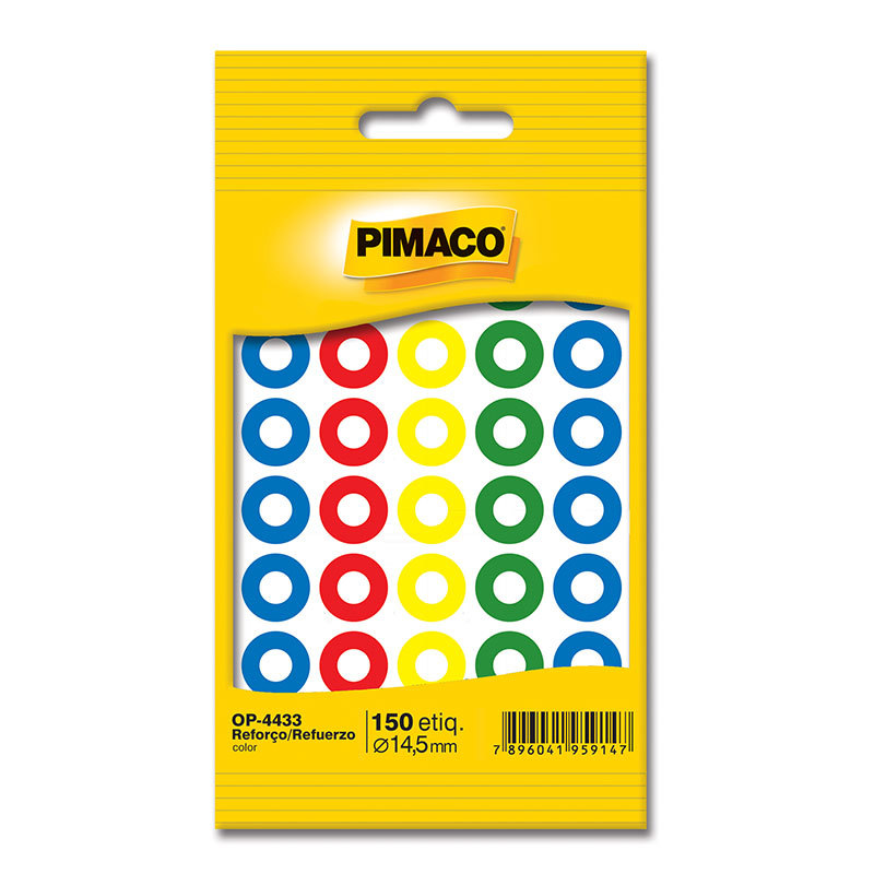 Reforço de Fichário colorido autoadesivo OP4433 com 150 unid Pimaco Reforço de Fichário colorido autoadesivo OP4433 com 150 unid Pimaco