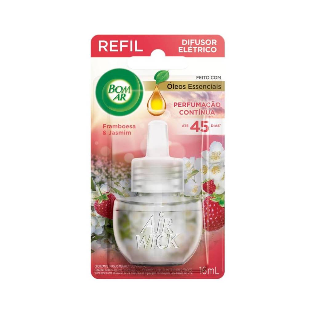 Bom ar Air Wick difusor elétrico Framboesa e Jasmim refil 16ml Reckitt Bom ar Air Wick difusor elétrico Framboesa e Jasmim refil 16ml Reckitt