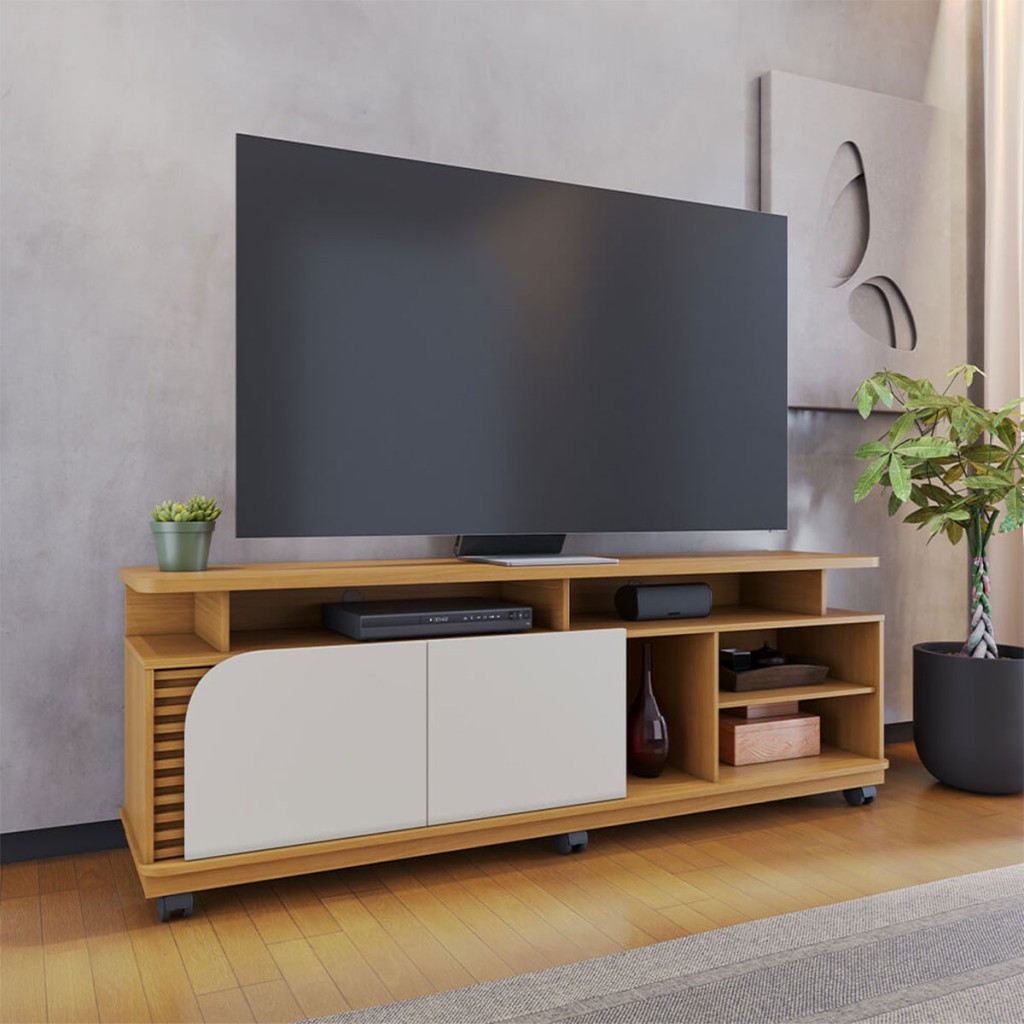 Rack para TV Até 75 Polegadas Jurerê 2 Portas Ripado – Colibri