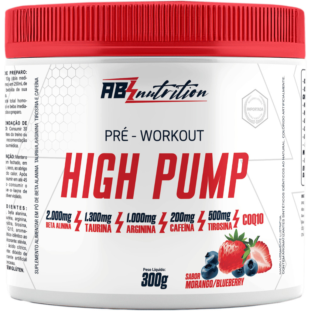 Pré Treino High Pump Morango c/ Blueberry 300g Pré Treino High Pump Morango c/ Blueberry 300g