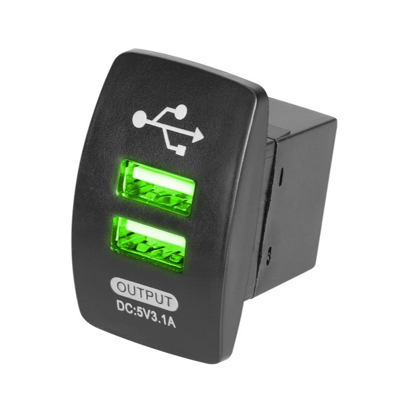 Carregador USB Duplo Com Led Para Carro Moto A Prova D’Agua Carregador USB Duplo Com Led Para Carro Moto A Prova D’Agua