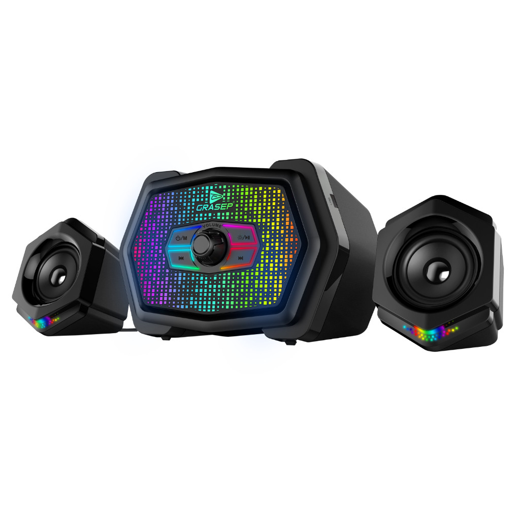 Caixa de Som Bluetooth 2.1 Subwoofer RGB 18W USB AUX FM Gamer Grasep D-GP302 BT Caixa de Som Bluetooth 2.1 Subwoofer RGB 18W USB AUX FM Gamer Grasep D-GP302 BT