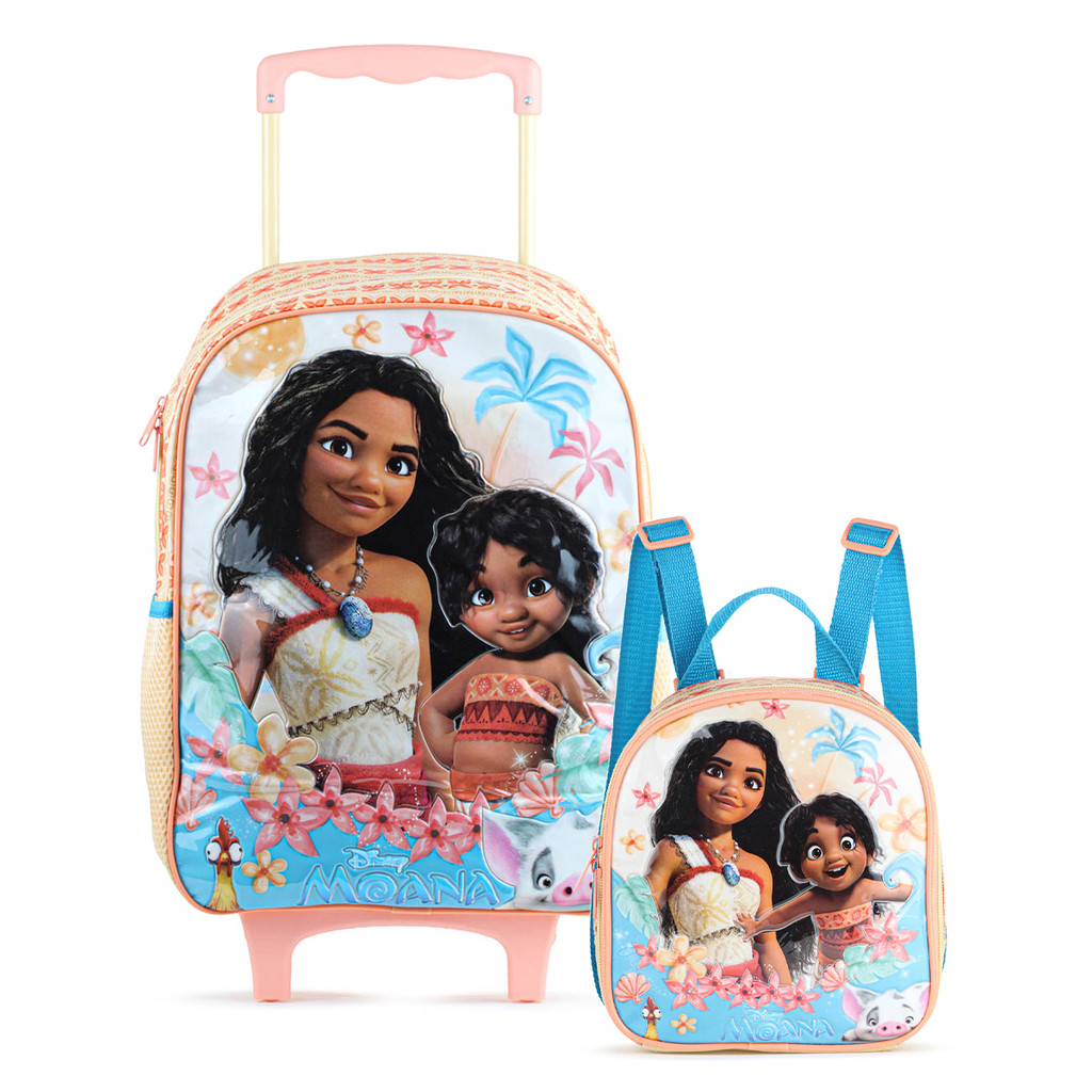 Kit Mochila Com Rodas 14770 + Lancheira 14774 Xeryus Disney Moana Laranja e Azul – Infantil Kit Mochila Com Rodas 14770 + Lancheira 14774 Xeryus Disney Moana Laranja e Azul – Infantil