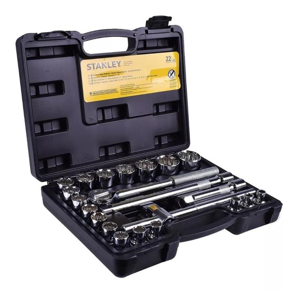 Jogo de Soquetes Stanley STMT81242-840, Encaixe 1/2 ”, 22 peças Jogo de Soquetes Stanley STMT81242-840, Encaixe 1/2 ”, 22 peças