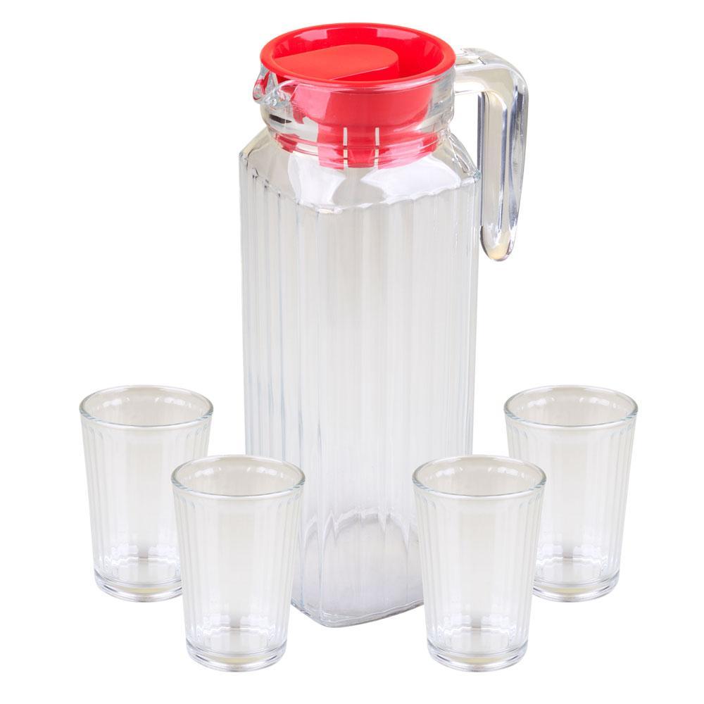 Conjunto Jarra de Vidro com 4 Copos Fresh Cazza Conjunto Jarra de Vidro com 4 Copos Fresh Cazza