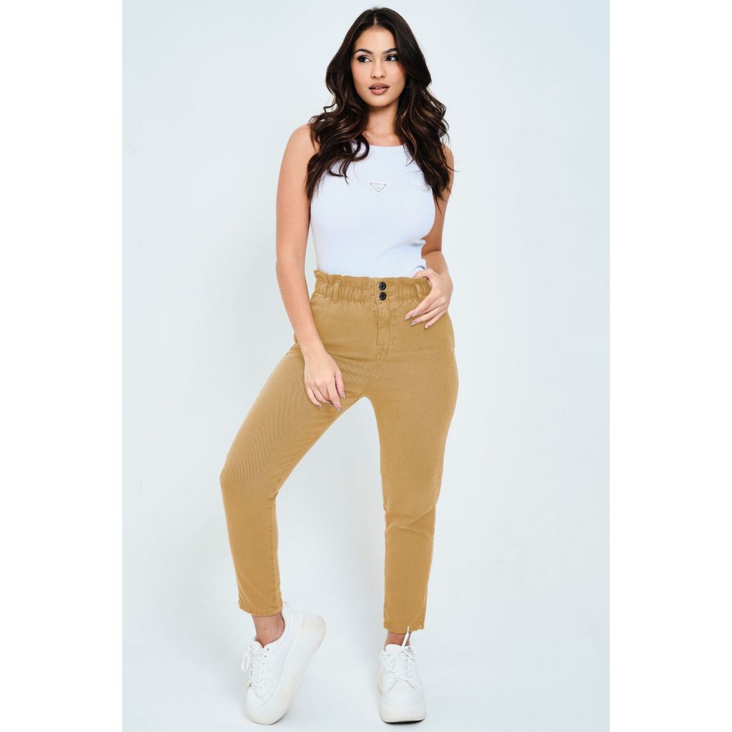 Calça Sarja Feminina Clochard Planet Girls Bege Médio Calça Sarja Feminina Clochard Planet Girls Bege Médio