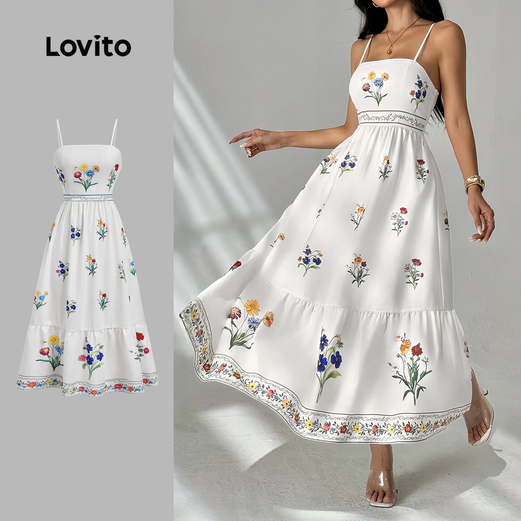 Lovito Vestido Boho com Zíper Franzido – Vestido de Primavera/verão para Mulheres LBL34074 Lovito Vestido Boho com Zíper Franzido – Vestido de Primavera/verão para Mulheres LBL34074