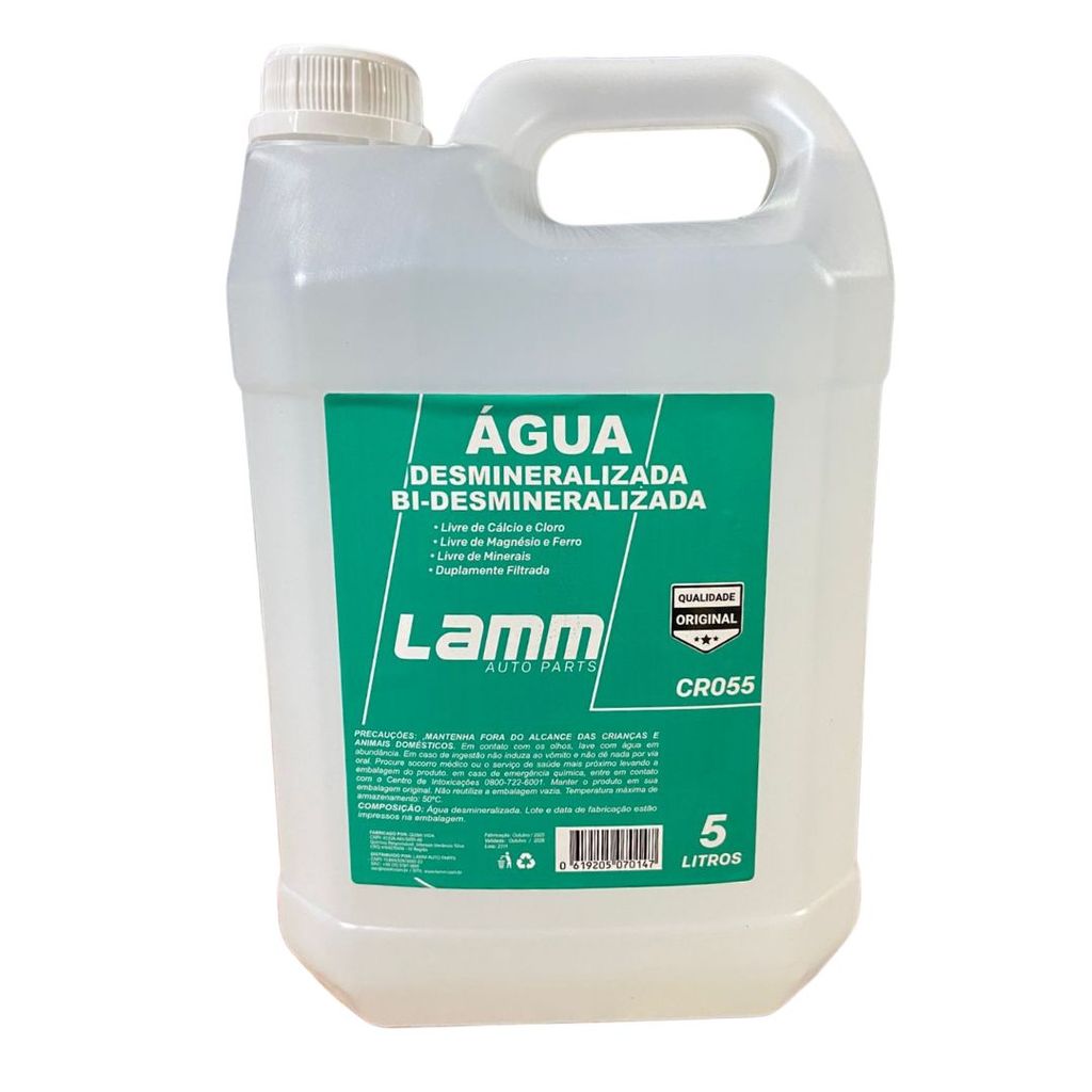 Agua Desmineralizada 5L para Radiador e Bateria Agua Desmineralizada 5L para Radiador e Bateria