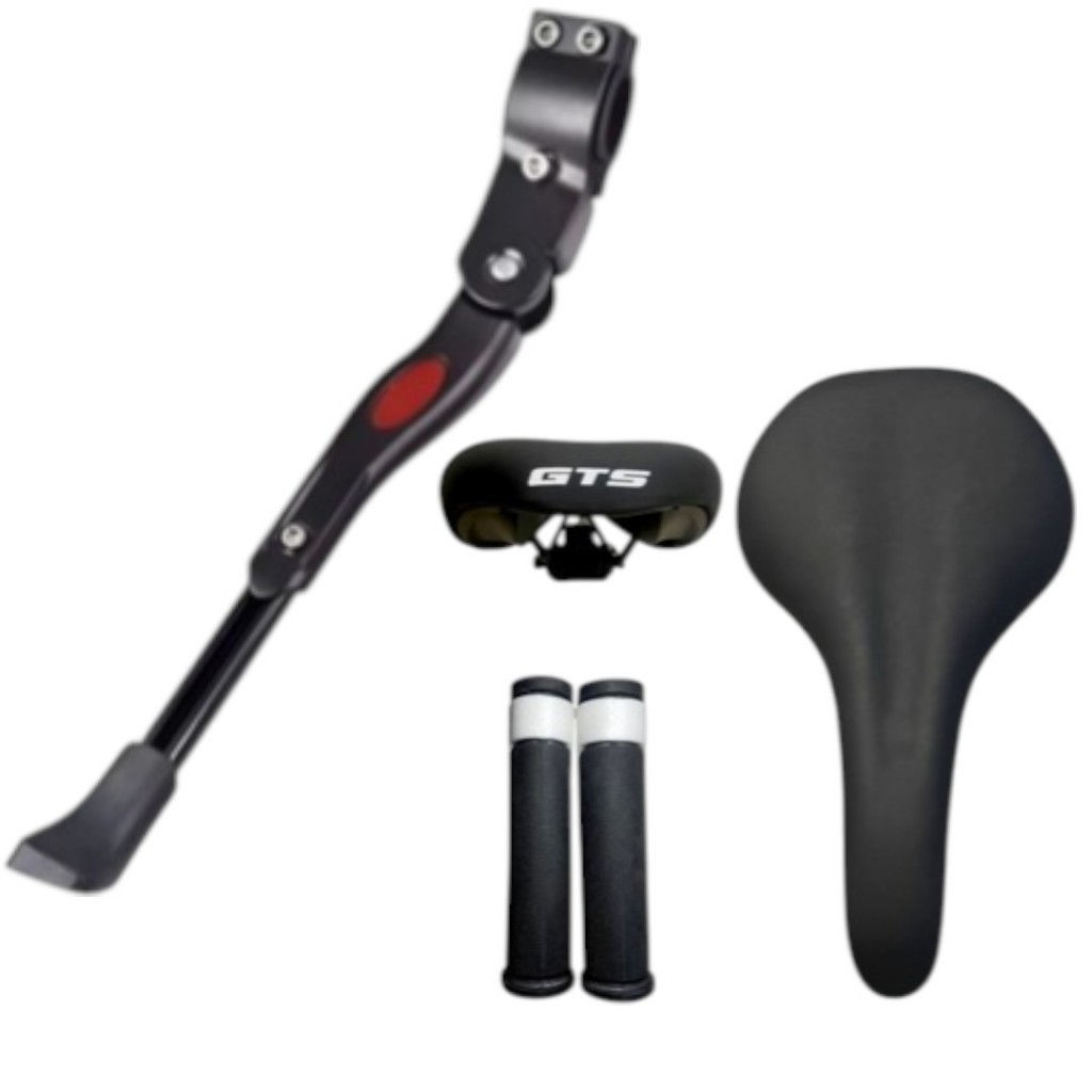 selim com manopla gts + descanso lateral aluminio com regulagem bike aro 20 24 26 29 bike selim com manopla gts + descanso lateral aluminio com regulagem bike aro 20 24 26 29 bike