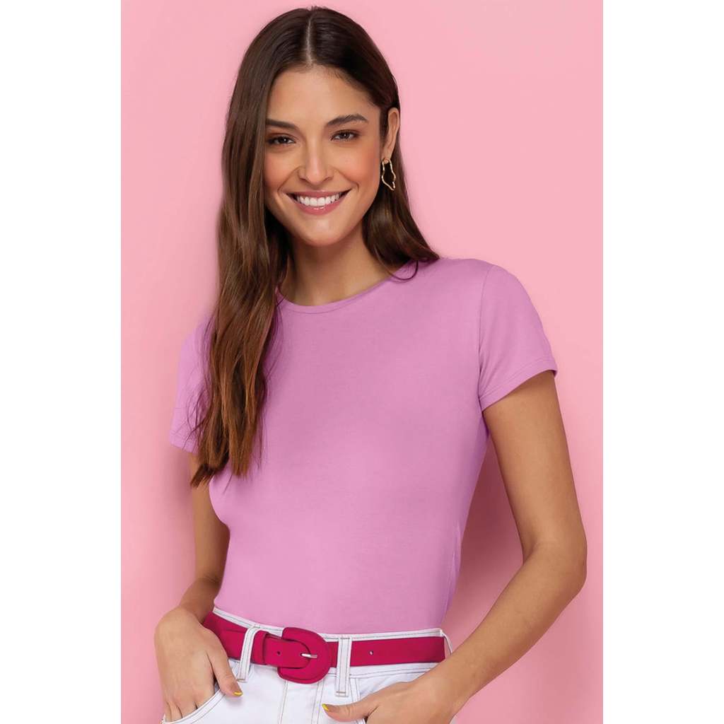 Blusa Feminina Básica Marialícia Lilás Blusa Feminina Básica Marialícia Lilás