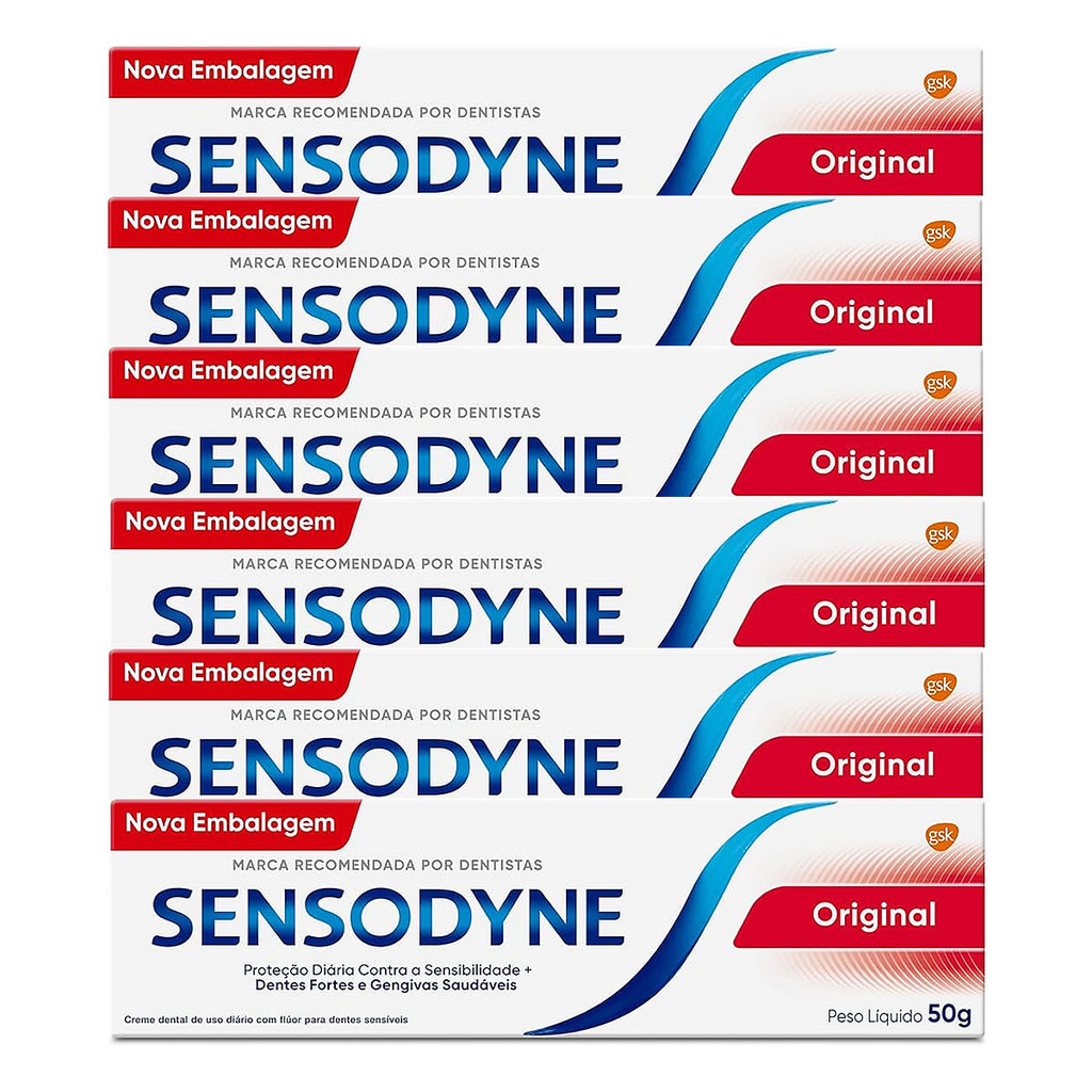 Kit 6x Creme Dental Sensodyne Original para Dentes Sensíveis 50g Kit 6x Creme Dental Sensodyne Original para Dentes Sensíveis 50g