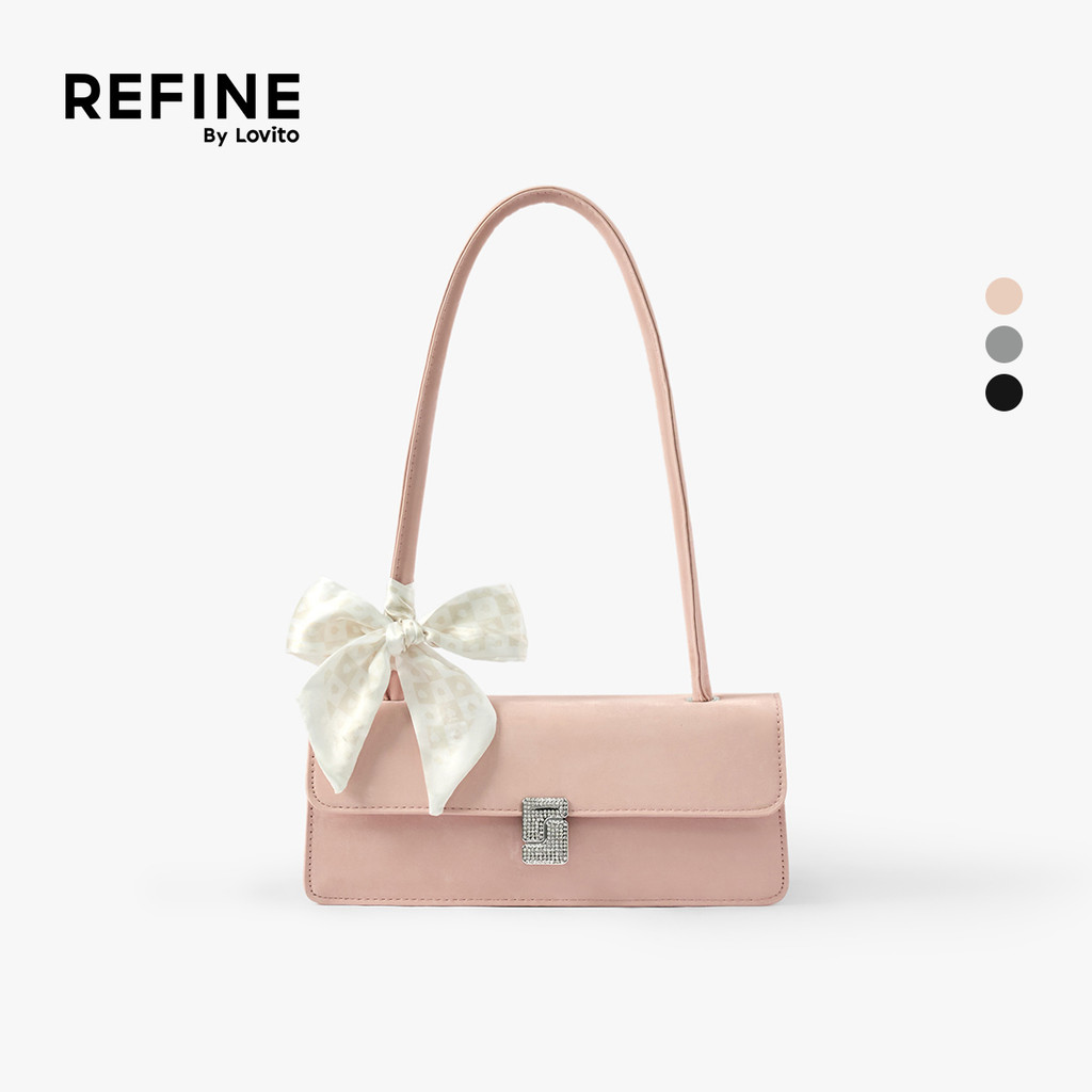 (Refine by Lovito) Bolsa De Ombro Pequena Casual Feminina Estilo Coreano Com Laço LFA107030 (Refine by Lovito) Bolsa De Ombro Pequena Casual Feminina Estilo Coreano Com Laço LFA107030