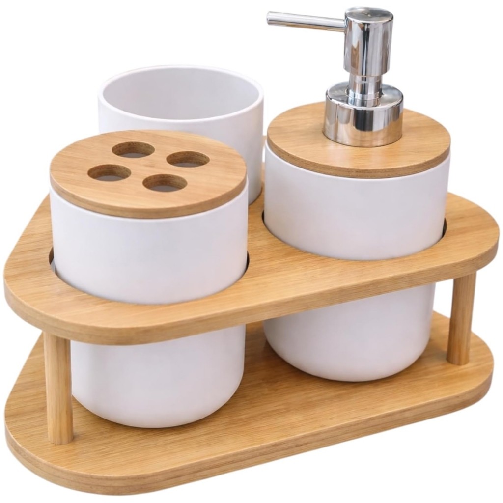 Conjunto Para Banheiro Dispenser Sabão Suporte Escova Conjunto Para Banheiro Dispenser Sabão Suporte Escova