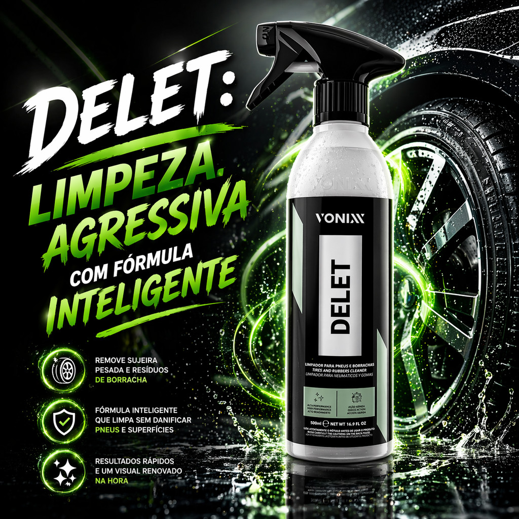 Delet Vonixx 500ml Limpador Removedor Para Pneus E Borracha Delet Vonixx 500ml Limpador Removedor Para Pneus E Borracha