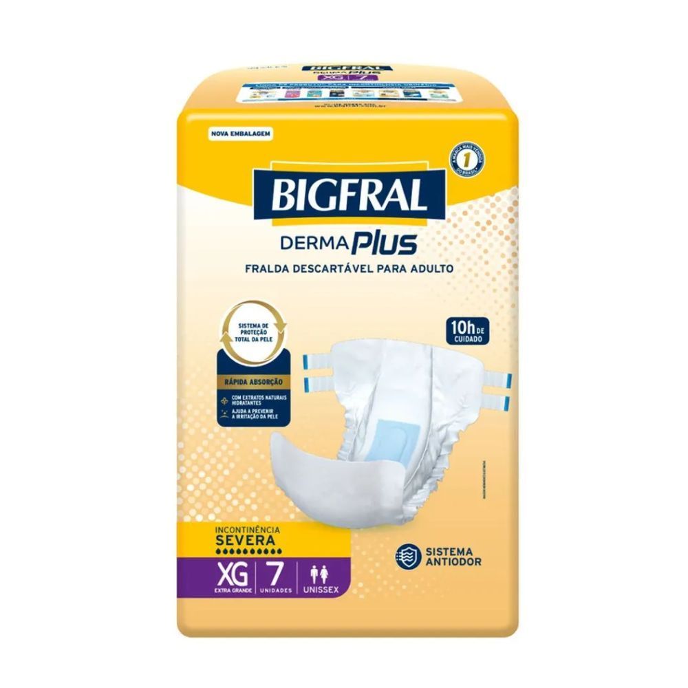 Fralda Bigfral Derma Plus XG 7 Unidades Fralda Bigfral Derma Plus XG 7 Unidades