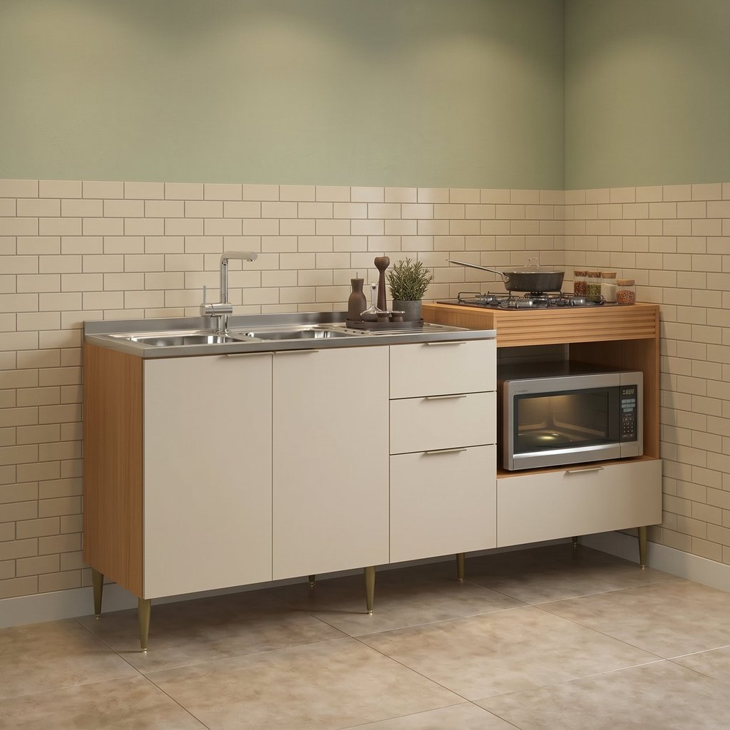 Balcão para Pia e Cooktop 4 Portas 2 Gavetas 190cm Alice Angelin e Off White Yescasa Angelin Premium/Off White Balcão para Pia e Cooktop 4 Portas 2 Gavetas 190cm Alice Angelin e Off White Yescasa Angelin Premium/Off White