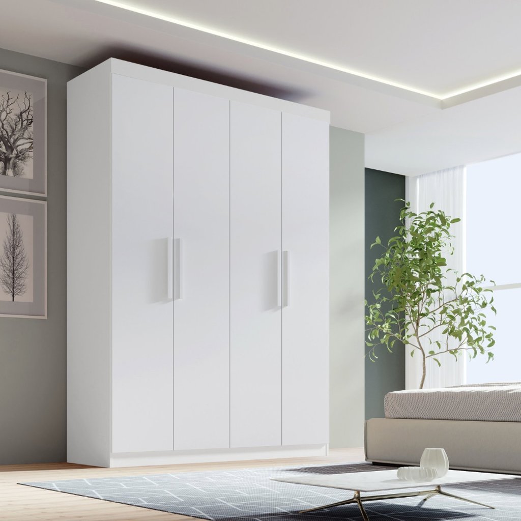 Guarda-roupa Solteiro MDF Fenix 04 Portas 03 Gavetas Branco Guarda-roupa Solteiro MDF Fenix 04 Portas 03 Gavetas Branco