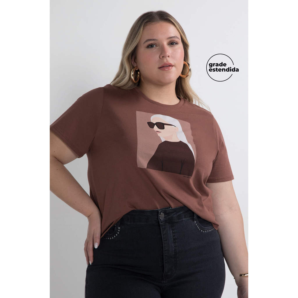 T-Shirt Feminina Mulheres Marialícia Marrom T-Shirt Feminina Mulheres Marialícia Marrom