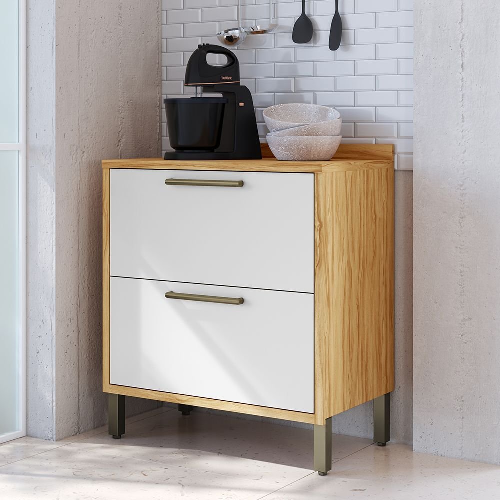Balcão de Cozinha 80cm com 1 Porta Basculante 1 Gavetão e Tampo 100% Mdf Vicenza Espresso Móveis Amêndoa/Branco Balcão de Cozinha 80cm com 1 Porta Basculante 1 Gavetão e Tampo 100% Mdf Vicenza Espresso Móveis Amêndoa/Branco