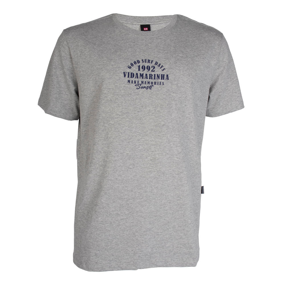 Camiseta Masculina Vida Marinha com Estampa Cinza/marinho Camiseta Masculina Vida Marinha com Estampa Cinza/marinho