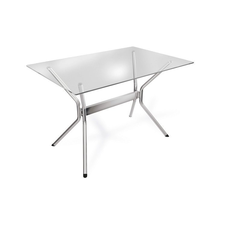 Mesa com Tampo de Vidro Retangular 120x80cm Loire Crome Mesa com Tampo de Vidro Retangular 120x80cm Loire Crome
