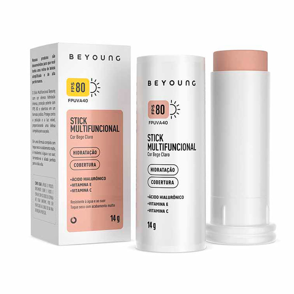 Beyoung Stick Multifuncional FPS 80 Cor Bege Claro 14g Beyoung Stick Multifuncional FPS 80 Cor Bege Claro 14g