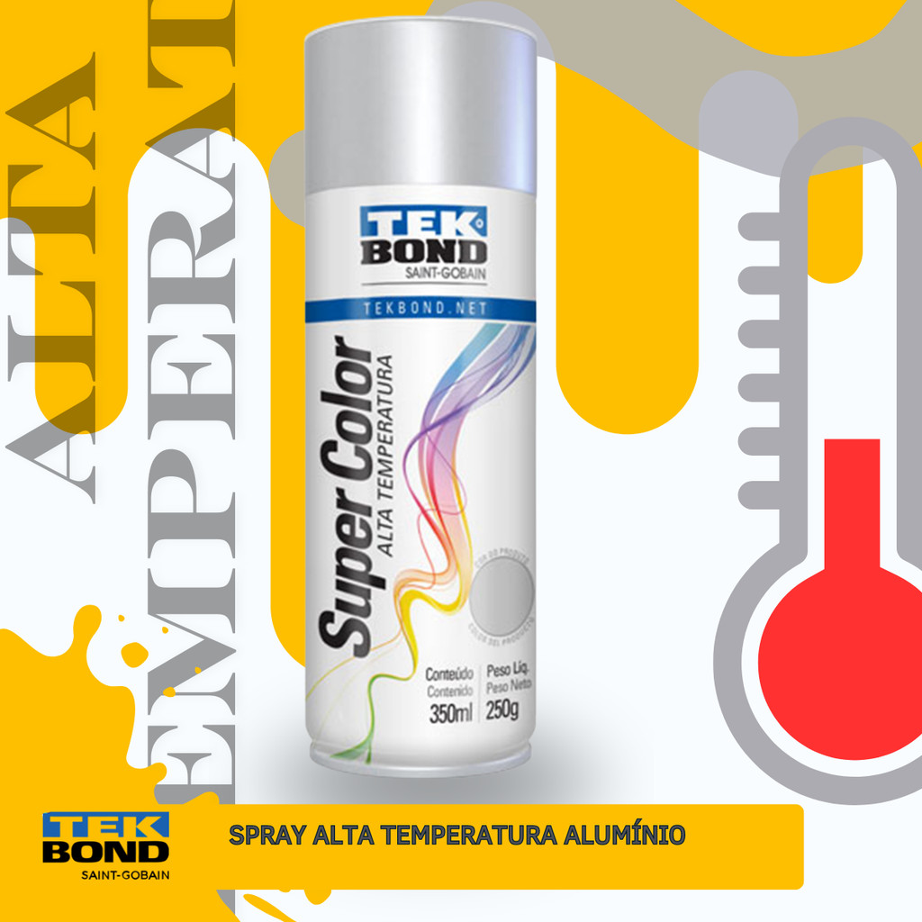 Tinta Spray Aerossol Alta Temperatura Tekbond Aluminio 350ml/250g Tinta Spray Aerossol Alta Temperatura Tekbond Aluminio 350ml/250g