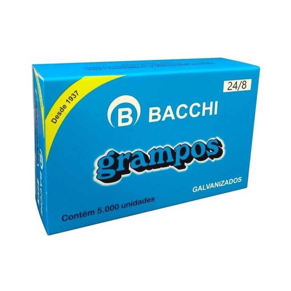Grampo galvanizado 24/8 com 5000 unidades Bacchi Grampo galvanizado 24/8 com 5000 unidades Bacchi