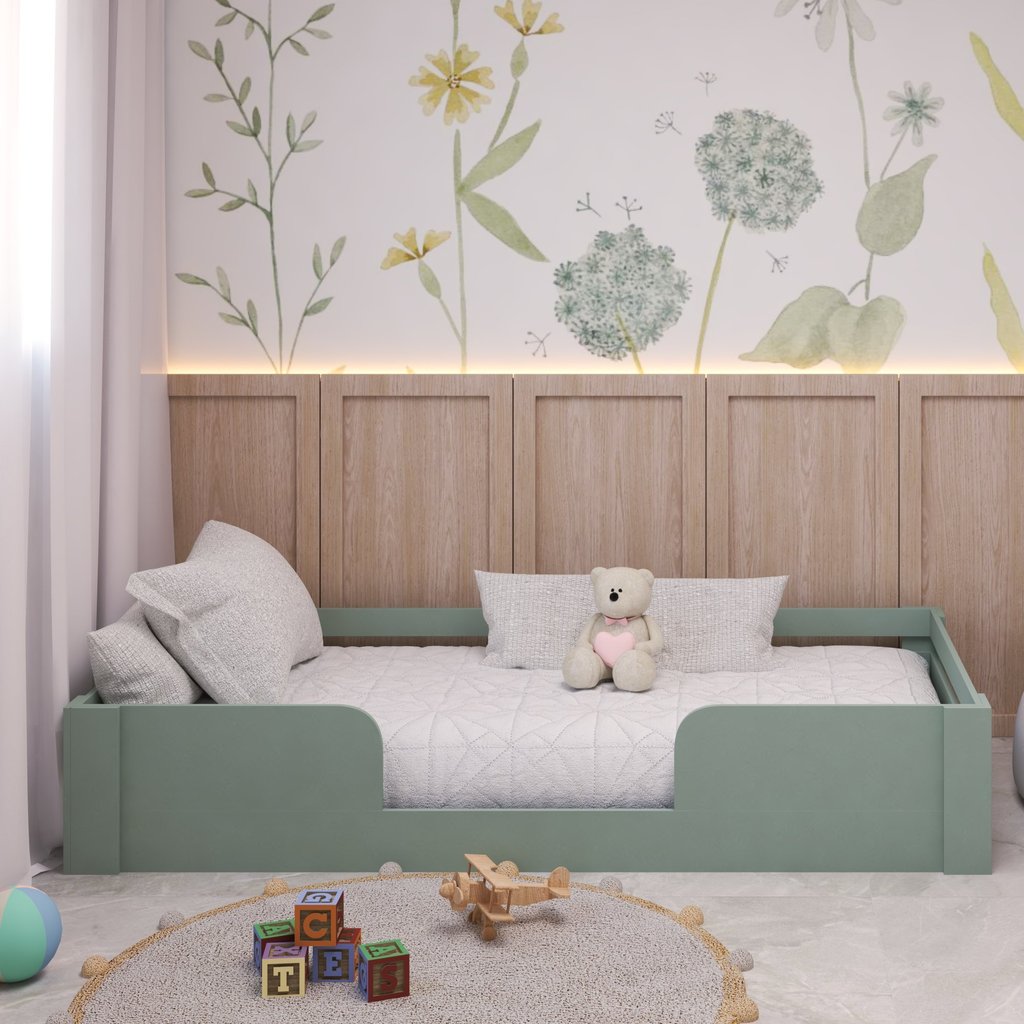 Cama Infantil Montessoriana Solteiro Liz Casatema MadeiraOriginals Verde Cama Infantil Montessoriana Solteiro Liz Casatema MadeiraOriginals Verde