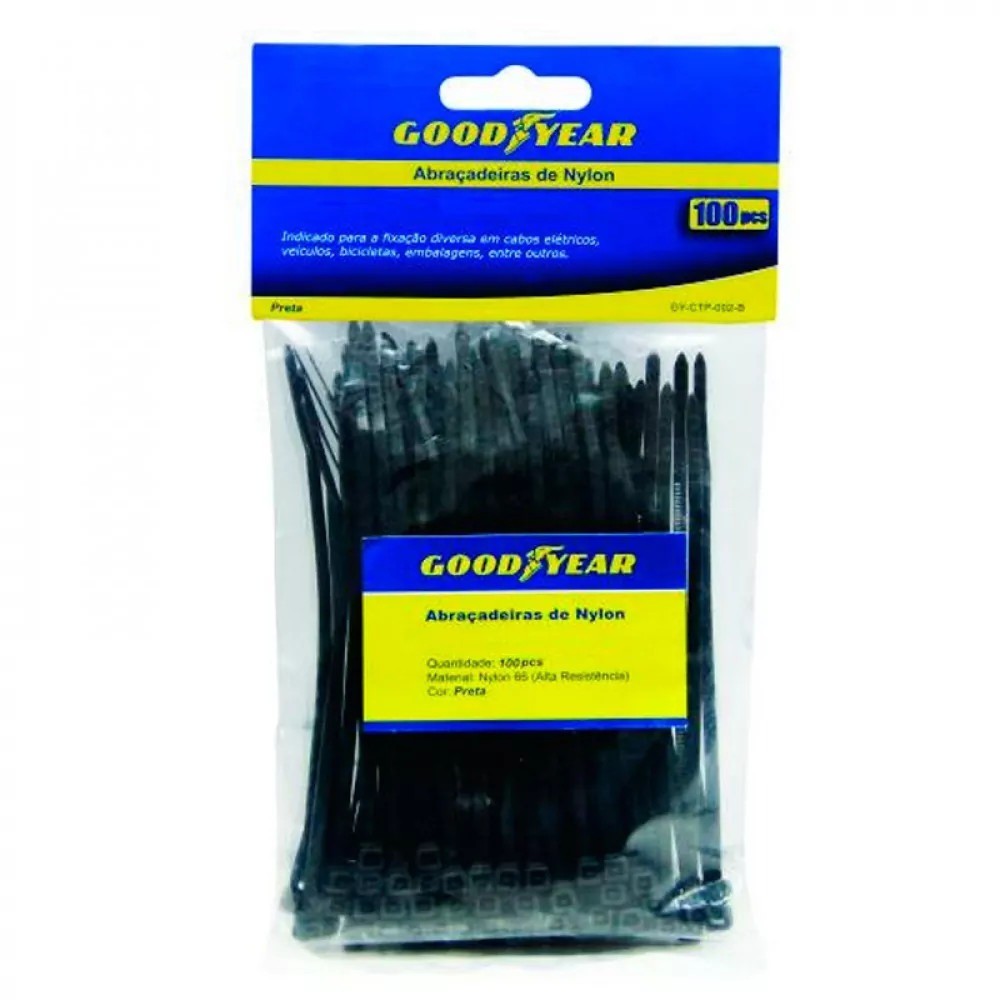 Abraçadeira de nylon 7,6 mm x 25 cm 50 peças – GYCTP014 Goodyear Abraçadeira de nylon 7,6 mm x 25 cm 50 peças – GYCTP014 Goodyear