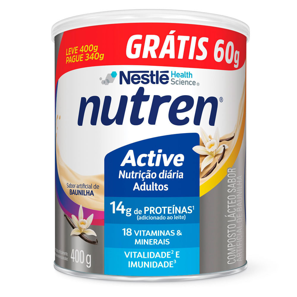 Nutren Active Baunilha Leve 400g e Pague 340g Ganhe 60g com 400g Nutren Active Baunilha Leve 400g e Pague 340g Ganhe 60g com 400g