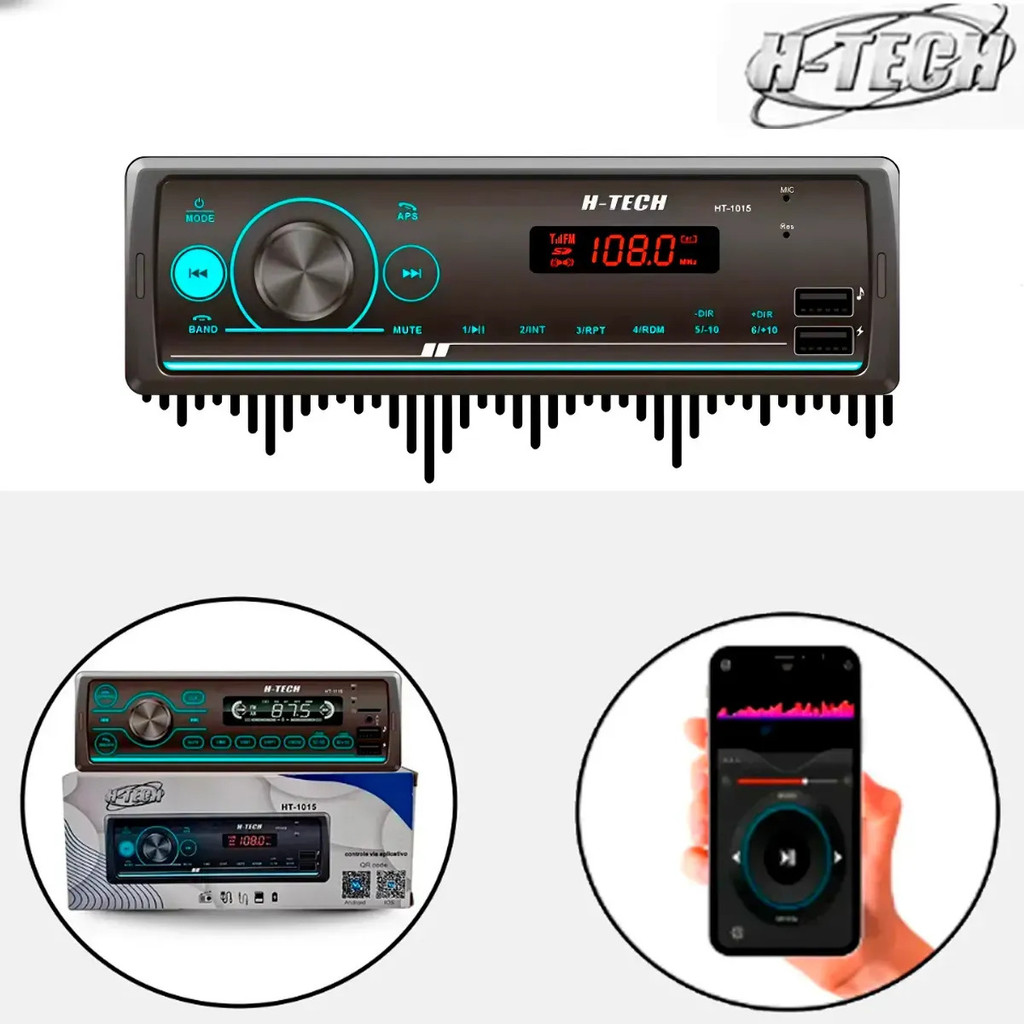 Rádio Bluetooth Portátil HTECH HT-1015 com USB e Carregador Rápido c/ APP Rádio Bluetooth Portátil HTECH HT-1015 com USB e Carregador Rápido c/ APP