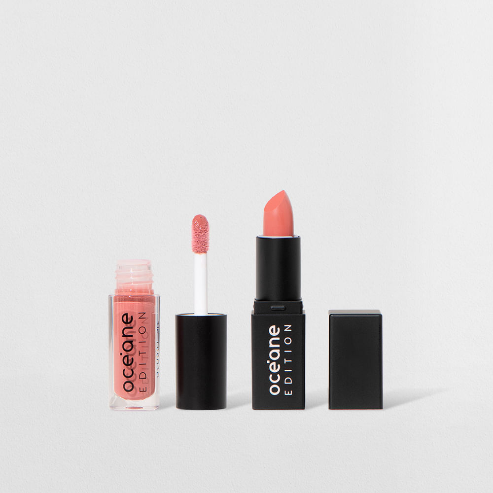 Kit Mini Batom Rosa + Mini Brilho Labial Nude Océane Edition (2 Produtos) Kit Mini Batom Rosa + Mini Brilho Labial Nude Océane Edition (2 Produtos)