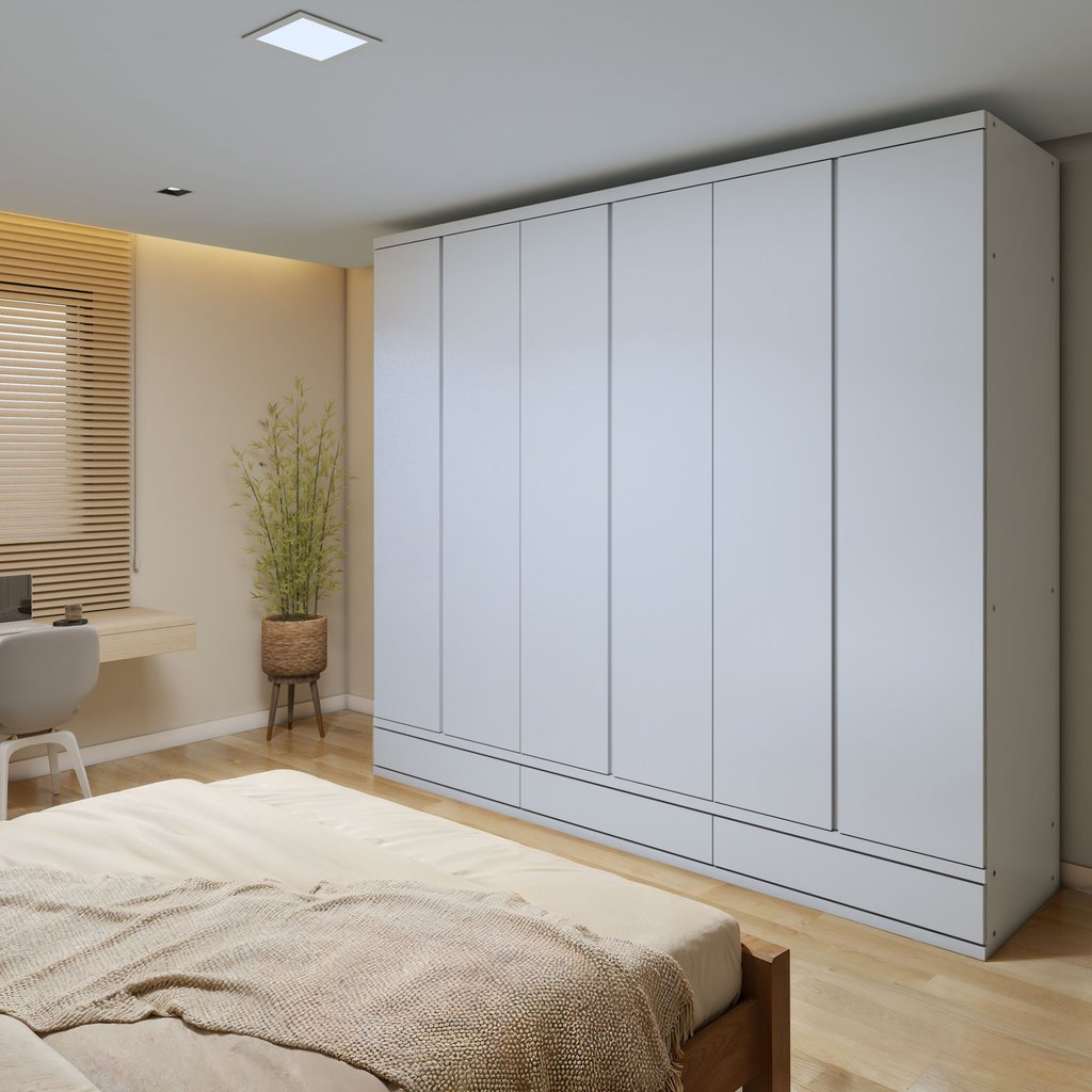 Guarda Roupa Casal 6 Portas com 9 Gavetas 100% MDF Urbano Branco Guarda Roupa Casal 6 Portas com 9 Gavetas 100% MDF Urbano Branco