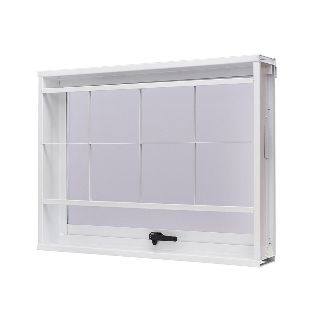 Janela de Aço Maxim-Ar 60x80cm com Grade Quadriculada e Vidro Boreal Unicsol Ramassol Janela de Aço Maxim-Ar 60x80cm com Grade Quadriculada e Vidro Boreal Unicsol Ramassol
