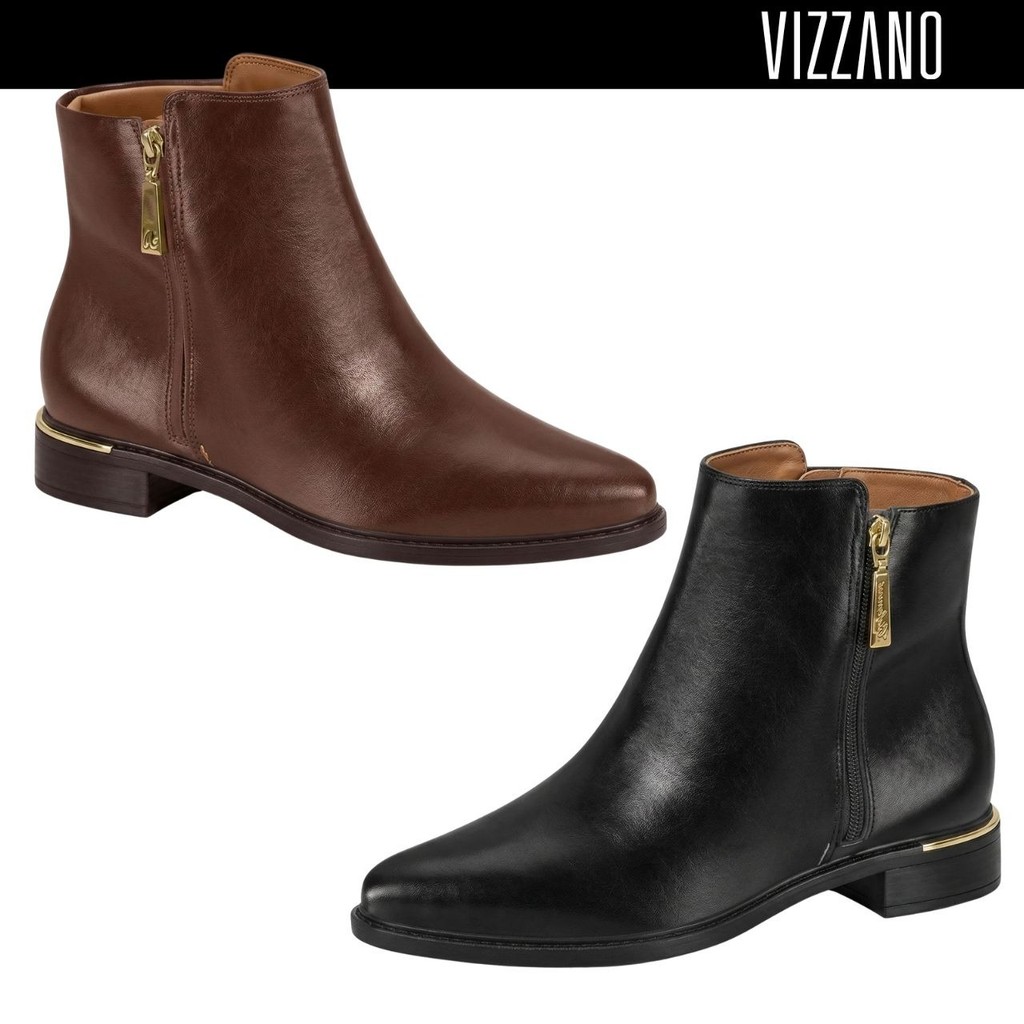 Bota Feminina Vizzano Napa Genebra Cano Baixo Detalhe Dourado Bota Feminina Vizzano Napa Genebra Cano Baixo Detalhe Dourado
