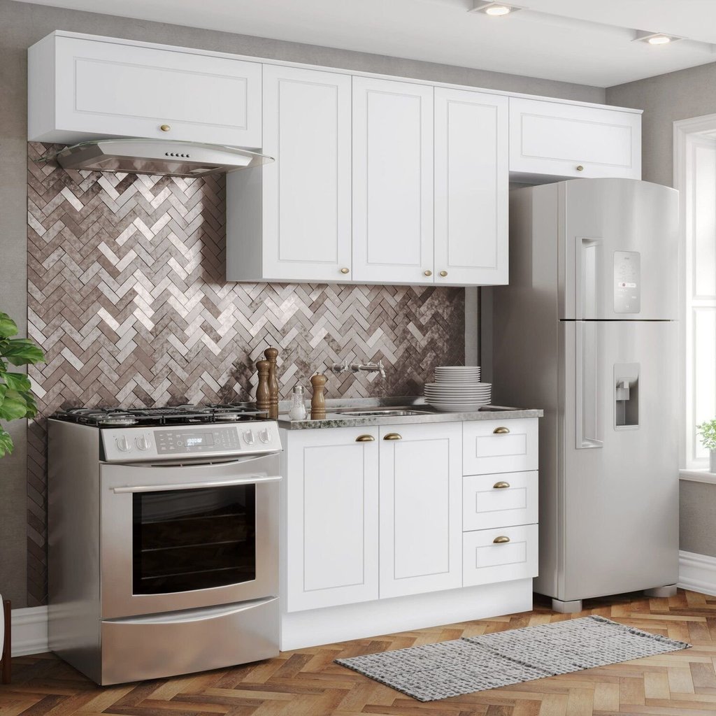 Cozinha Completa 4 Peças 100% Mdf Americana Branco HP Cozinha Completa 4 Peças 100% Mdf Americana Branco HP