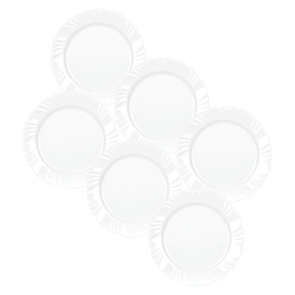 Kit 6 Pratos Rasos Nadir Figueiredo Pétala Vidro Floral Branco 25cm Kit 6 Pratos Rasos Nadir Figueiredo Pétala Vidro Floral Branco 25cm