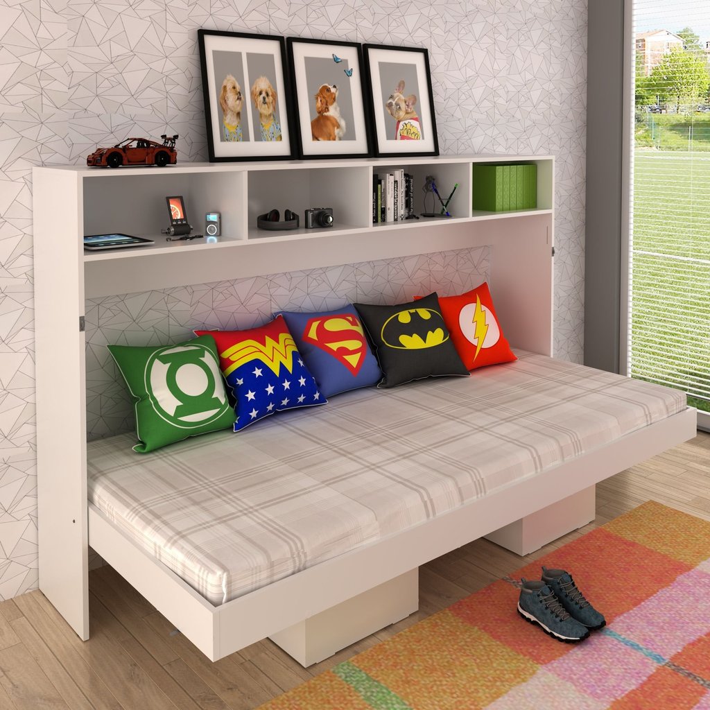 Cama Articulada Horizontal de Solteiro com 6 Nichos CM8020 Branco Cama Articulada Horizontal de Solteiro com 6 Nichos CM8020 Branco