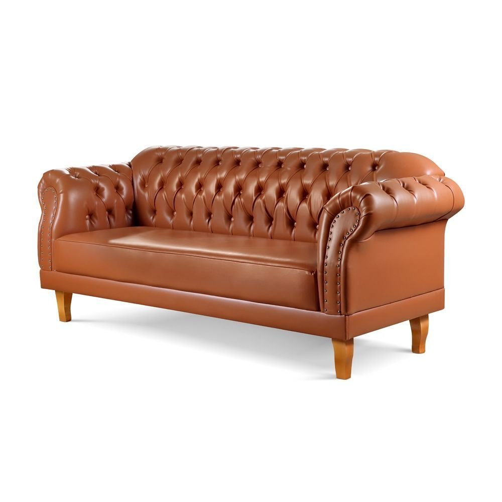 Sofá 3 Lugares Chesterfield Clássico Duque Yescasa Caramelo Sofá 3 Lugares Chesterfield Clássico Duque Yescasa Caramelo