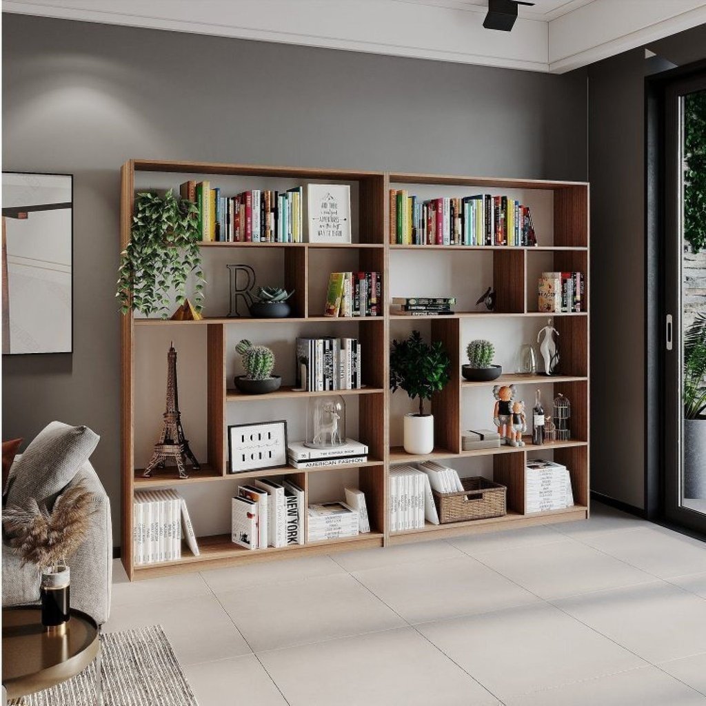 Kit 2 Estante para Livros 180cmx240cm 4 Prateleiras Seattle Yescasa Amadeirado Montana Kit 2 Estante para Livros 180cmx240cm 4 Prateleiras Seattle Yescasa Amadeirado Montana