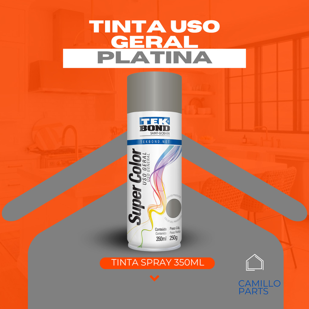 Tinta Spray Aerossol Uso Geral Platina 350ml 250g Tinta Spray Aerossol Uso Geral Platina 350ml 250g
