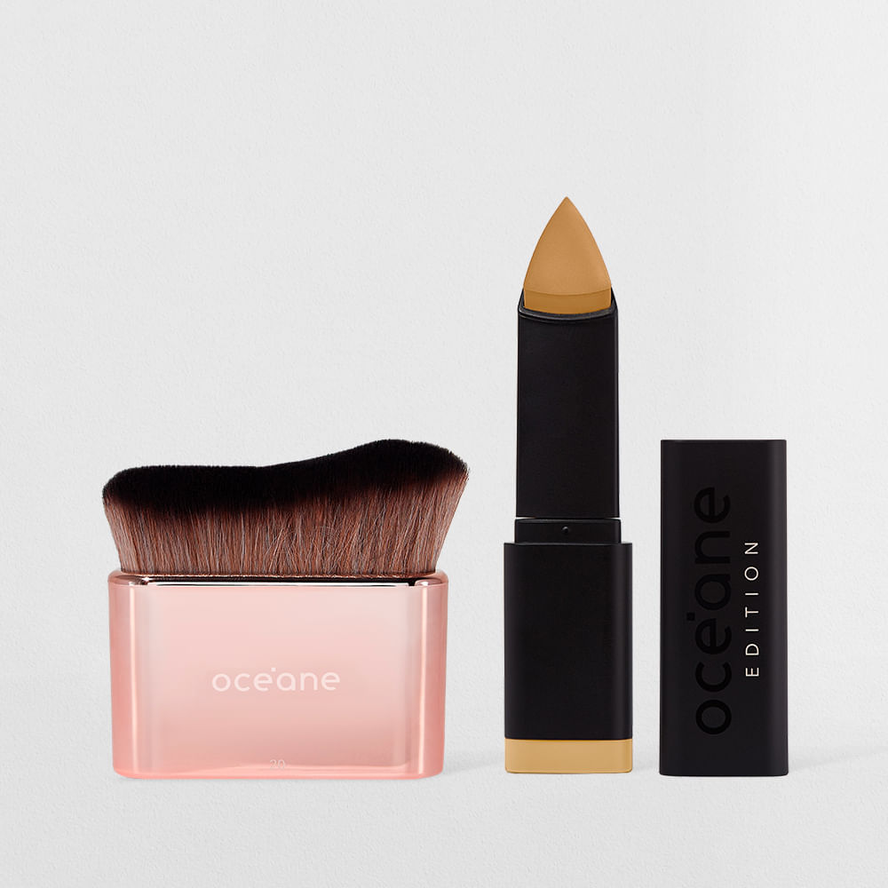 Kit Base em Bastão Beige + Pincel de Maquiagem Multifuncional (2 Produtos) Kit Base em Bastão Beige + Pincel de Maquiagem Multifuncional (2 Produtos)