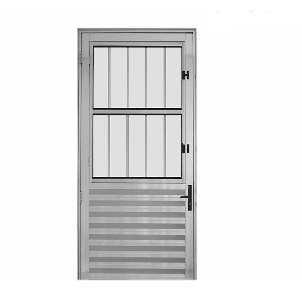 Porta de Alumínio Lambril 210x80cm Postigo Hale Esquadrias Abertura Direita Cromado Porta de Alumínio Lambril 210x80cm Postigo Hale Esquadrias Abertura Direita Cromado