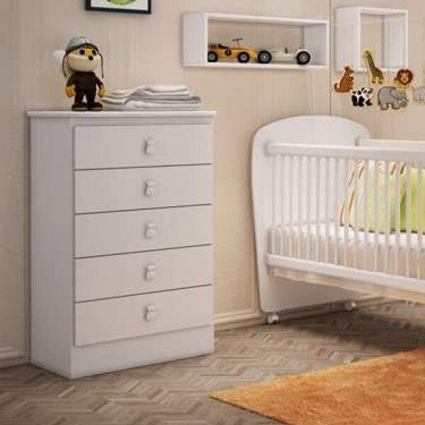 Cômoda de Bebê 5 Gavetas Branco Cômoda de Bebê 5 Gavetas Branco