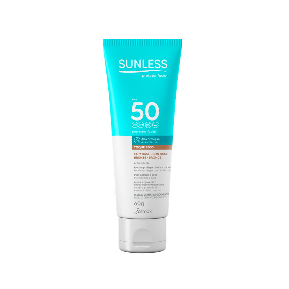 Protetor Solar Facial Com Cor Sunless FPS 50 60g – Bronze Protetor Solar Facial Com Cor Sunless FPS 50 60g – Bronze