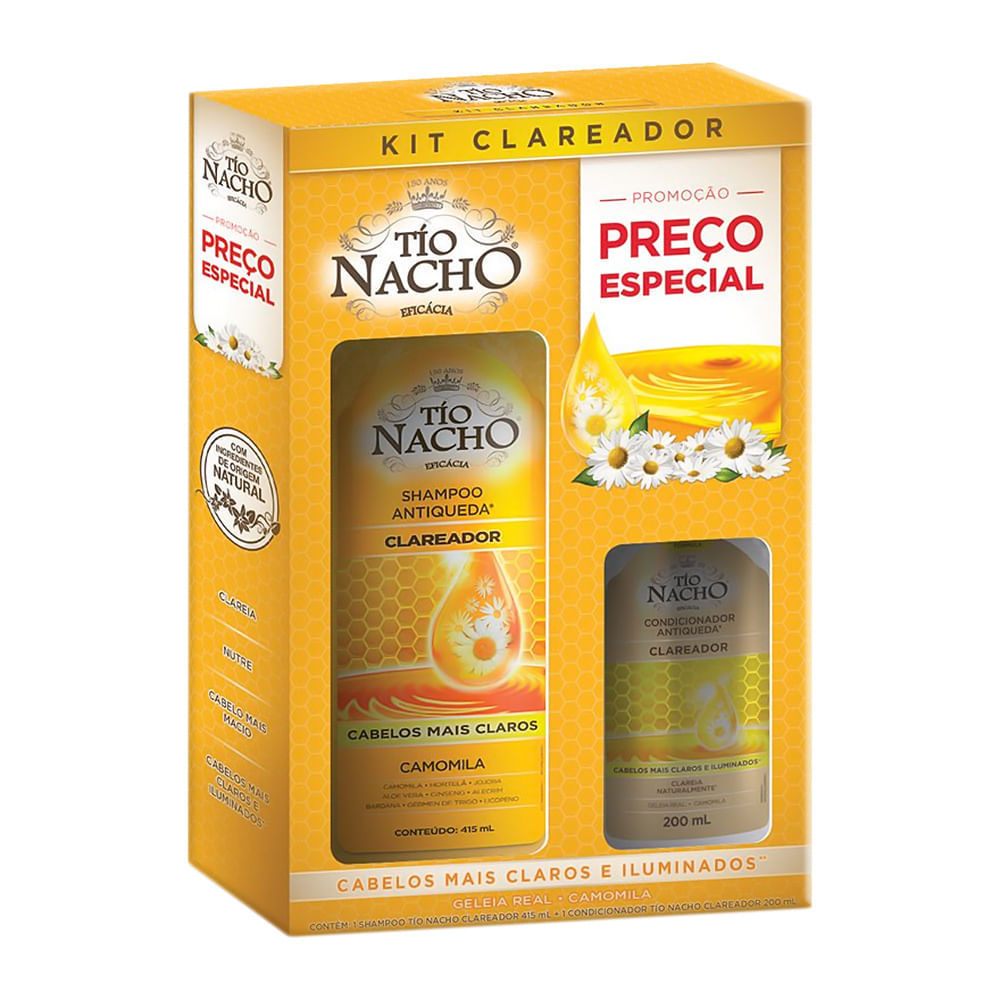 Shampoo Tio Nacho Antiqueda Clareador 415ml + Condicionador Tio Nacho Antiqueda Clareador 200ml Preço Especial Shampoo Tio Nacho Antiqueda Clareador 415ml + Condicionador Tio Nacho Antiqueda Clareador 200ml Preço Especial